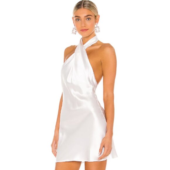 Natalie Rolt Effie Silk Bias Cut Mini Halter Dress in White Size 8 NEW NWT* - Picture 2 of 11